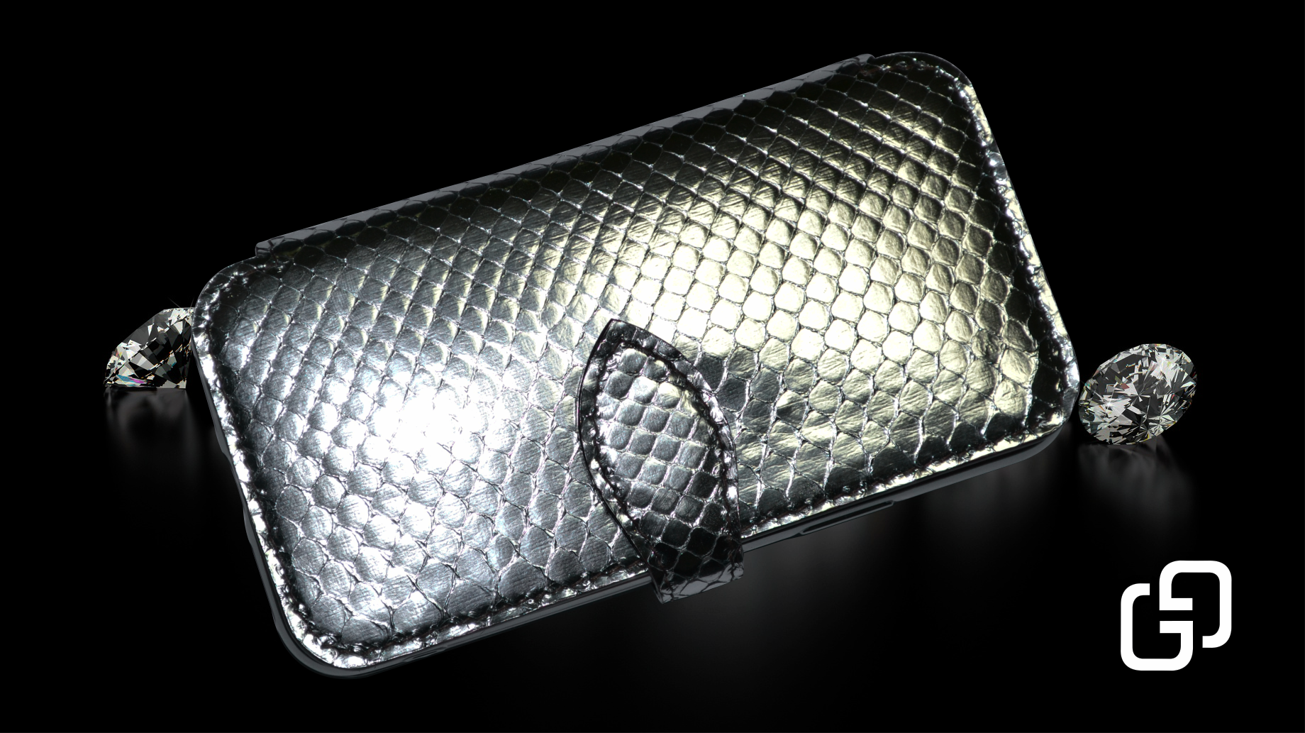 Case (чехол) GG® Для iPhone Xs/11/12 Pro (Silver Piton) 2020 натуральная кожа питона